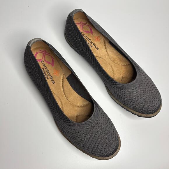 Comfortiva Rena Recycled Knit Ballet Flat in Smoke - Picture 7 of 10